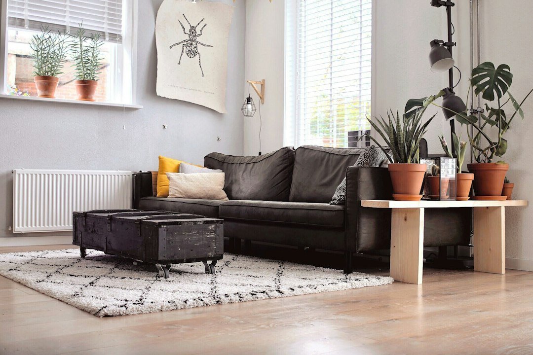 Salón con mesa, sillas y sofá
